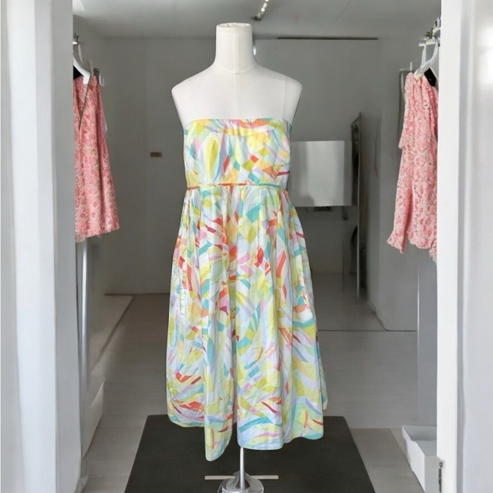 MAEVE BY Anthroologie Santa Luzia Kaleidoscope Sea Glass Strapless Dress sz 8